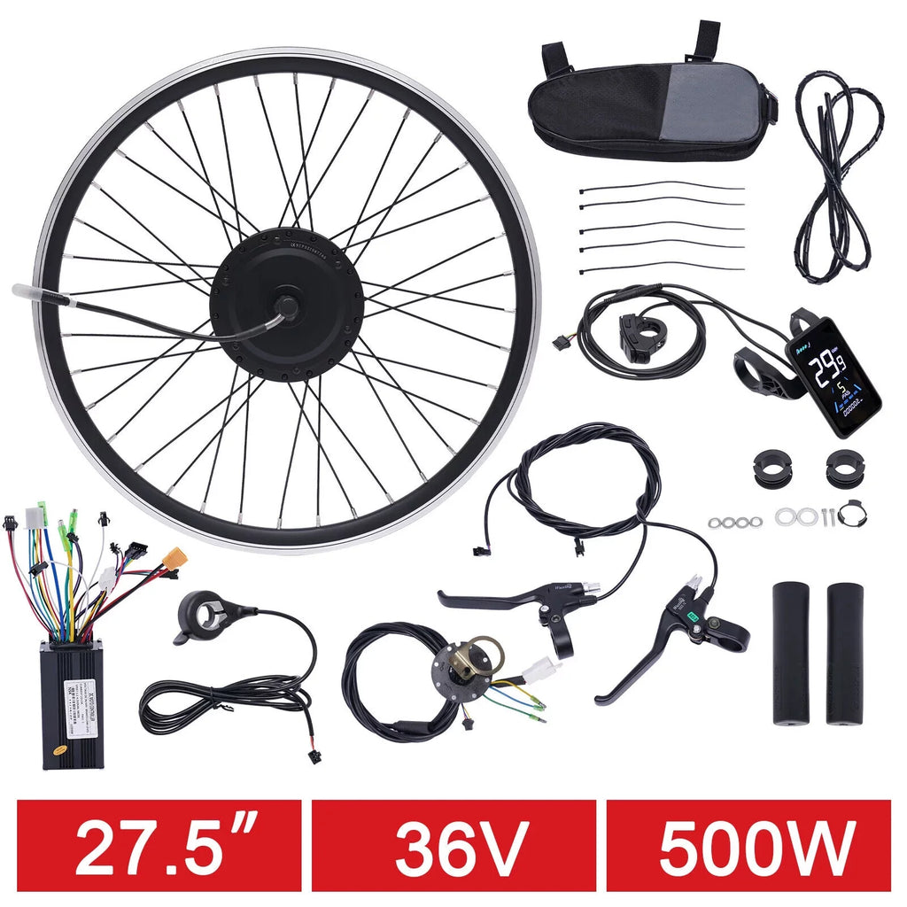 DENEST 27.5" E-Bike Front Wheel Hub Motor Electric Bicycle Motor Conversion Kit 500W 36V