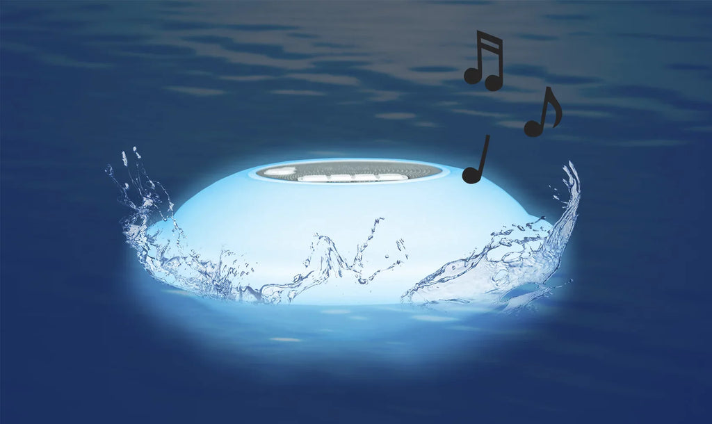 Poolmaster Multi-Light Floating Waterproof Portable Bluetooth Speaker - 7 Color LED Backlight Monitor with Phone Call Functionality for Swimming Pools, Lakes, Outdoors