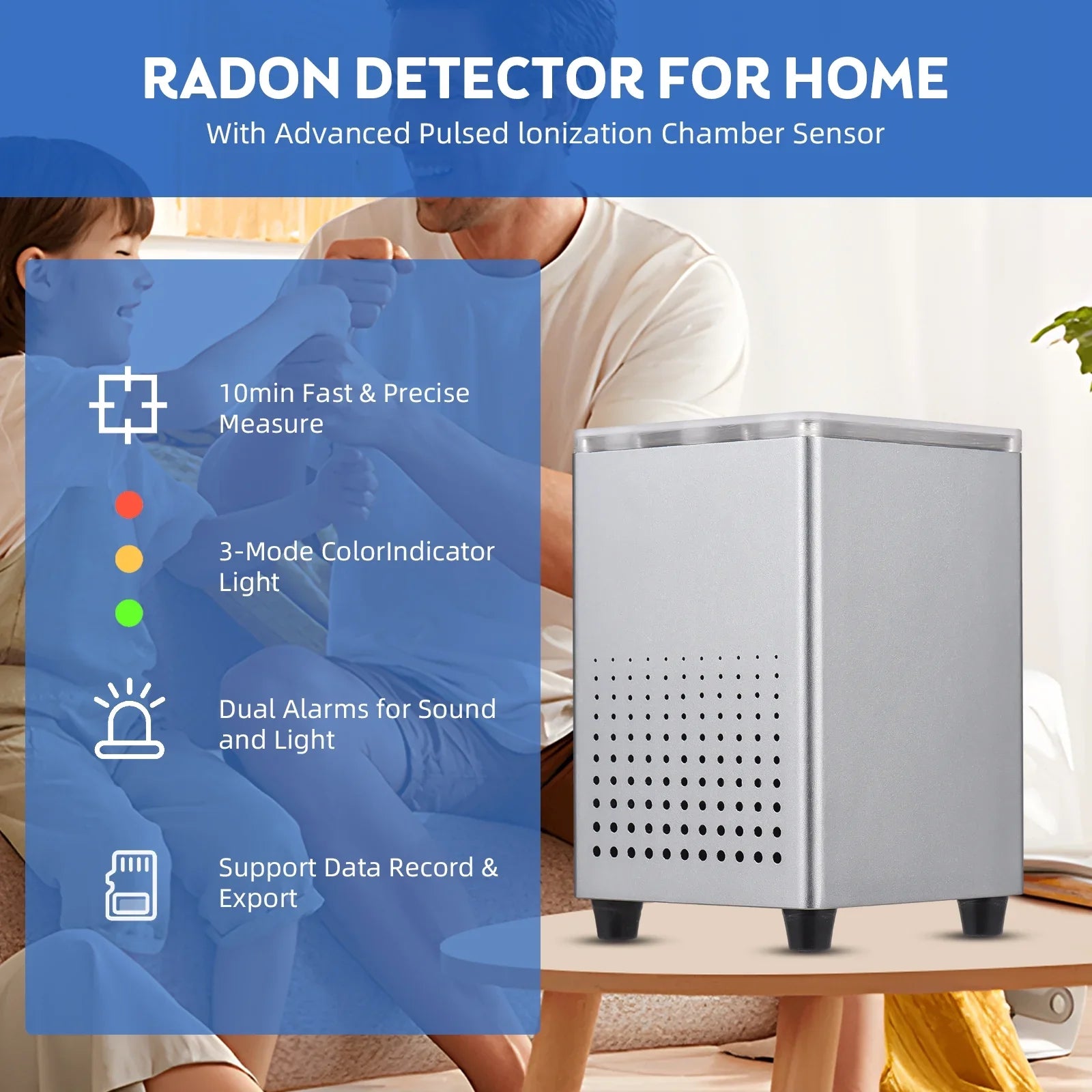 Pristin Radon Detector,Radon Tuya APP Alarms Professional Smart Indoor Room Office APP Quickly Sensitively WiFi Radon Tester Sound Alarms Professional Monitor Data WiFi Radon Tester Indoor