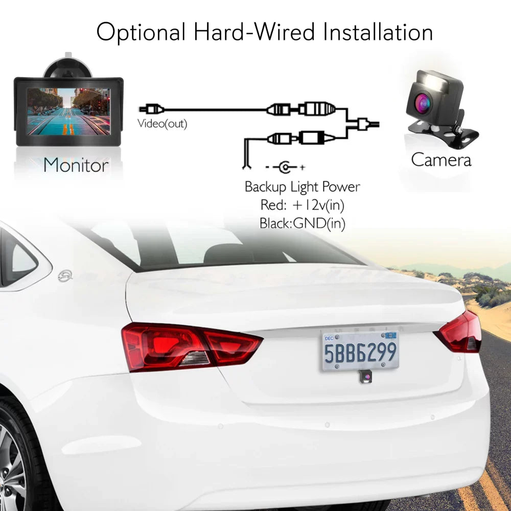 Pyle Wireless Backup Rear View Camera Waterproof Car Parking Reverse Safety/Vehicle Monitor System