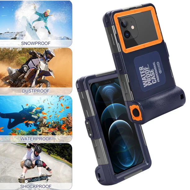 UrbanX Professional [15m/50ft] Swimming Diving Surfing Snorkeling Photo Video Waterproof Protective Case Underwater Housing for Cat S62 And all Phones Up to 6.9 Inch LCD with Lanyard