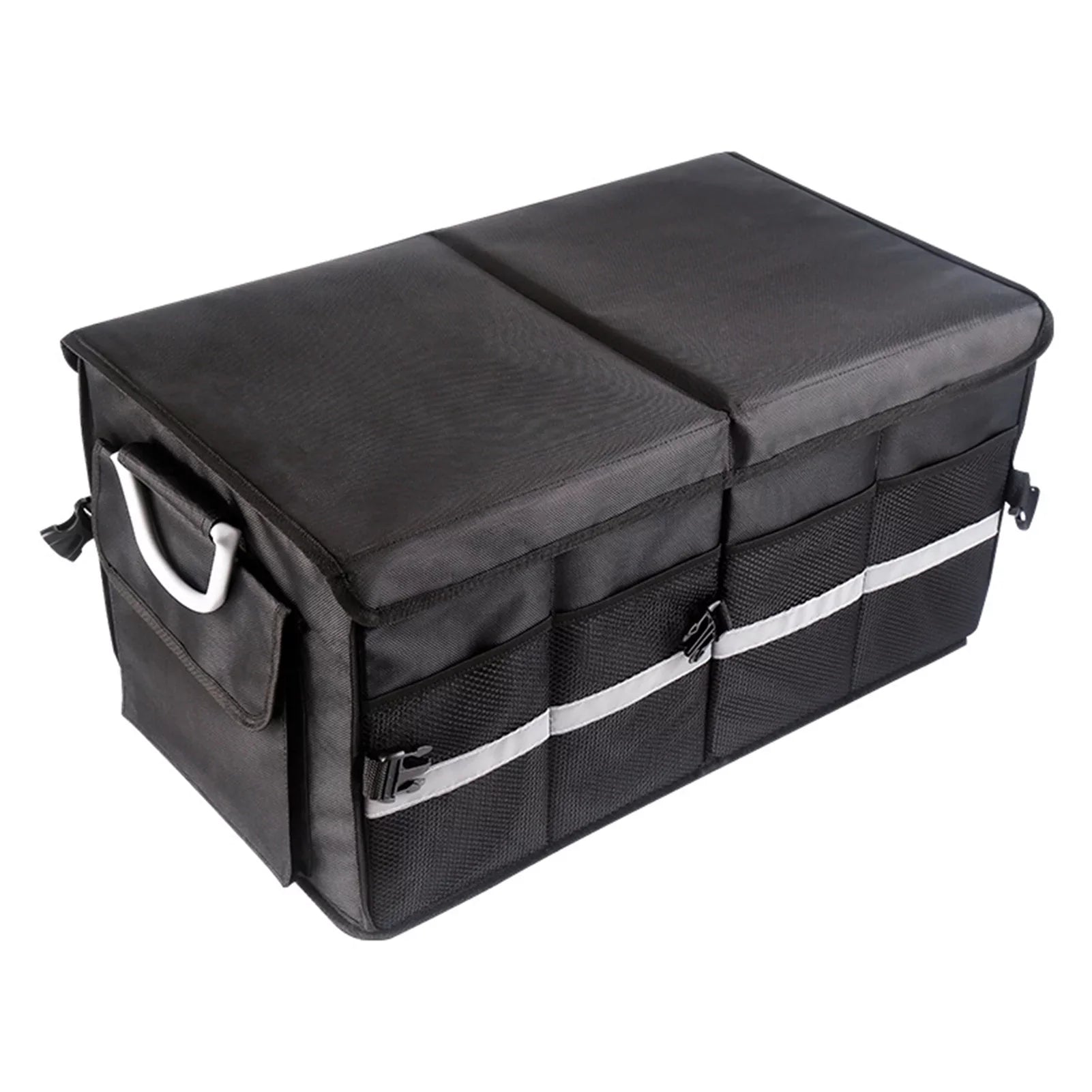 OWSOO Car Trunk Organizer Car Trunk Storage Box Automotive Cargo Organizer Oxford Cloth Folding Car Storage Box with Reflective Strip 55L