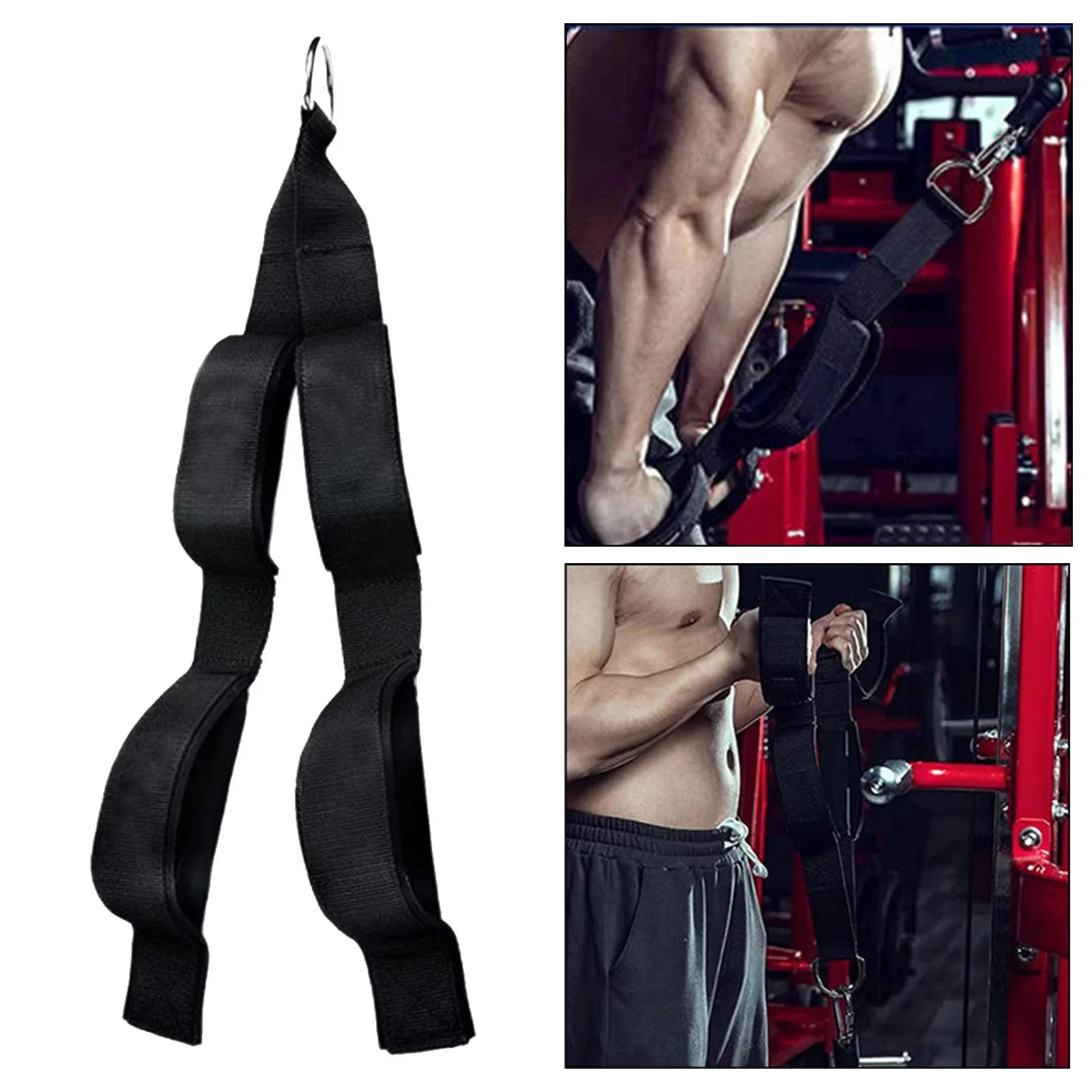 Heavy Duty Arm Tricep Strap Cable Machine Attachment Grip Handles Strap for Weight Lifting Abdominal Training Gym Equipment