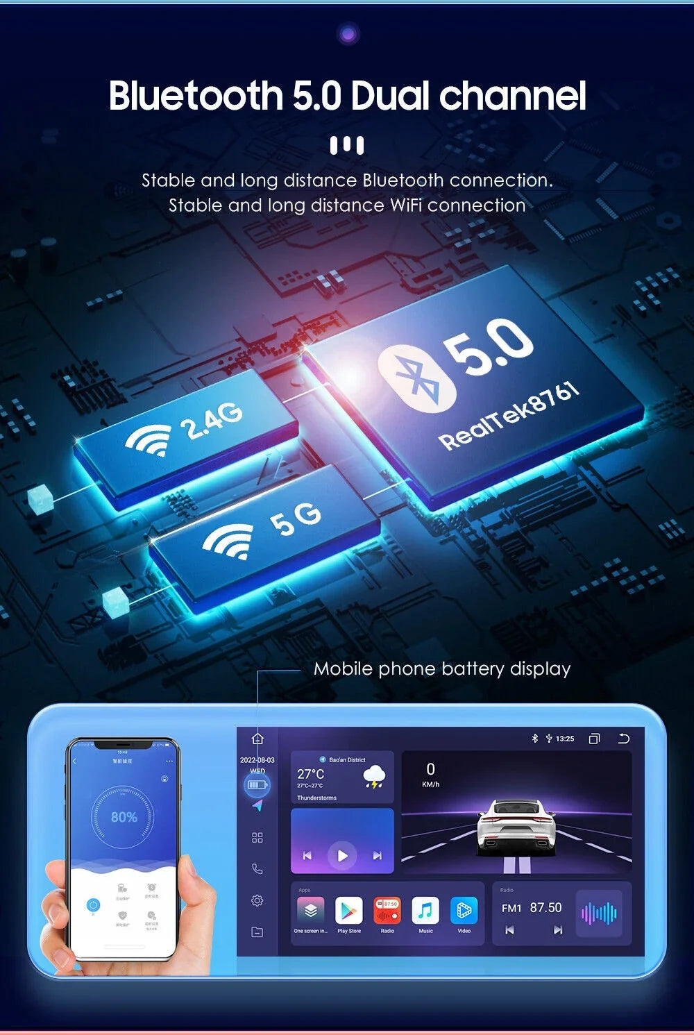 For GMC Yukon Chevy Tahoe Suburban Android 12 Octa Core 4GB RAM Apple Carplay Car Stereo AM FM Radio GPS Weather