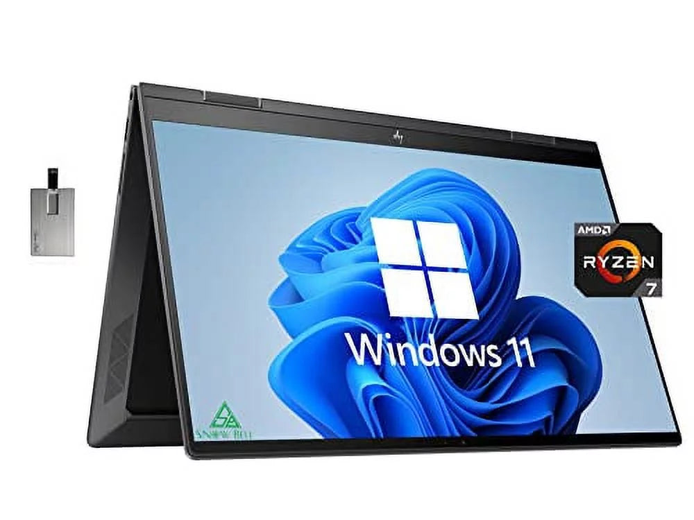 HP 2022 Envy x360 2-in-1 15.6" Touchscreen Computer, AMD Ryzen 7 5825U, 64GB RAM, 2TB PCIe SSD, AMD Radeon Graphics, True Vision 5MP IR Camera, Backlit Keyboard, Win 11, Black, 32GB USB Card