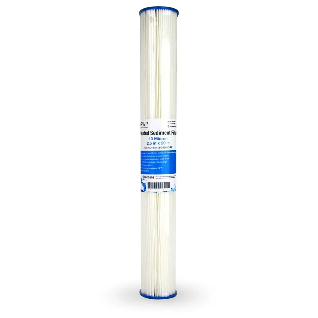 Pleated Poly Water Filter Cartridge 20x2.5" 10 micron 25 Pack
