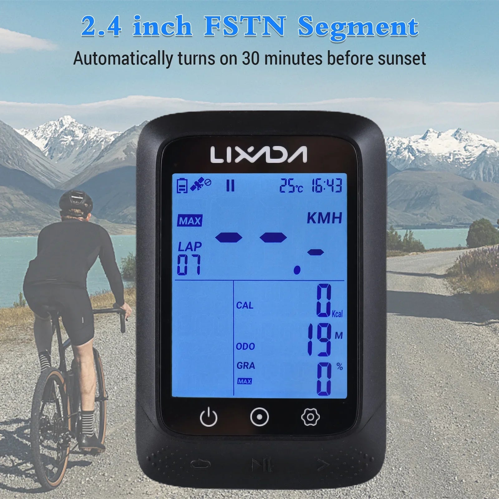 Lixada Wireless Bike GPS Computer with ANT+ Sensor Waterproof 2.3in BT Compatible Strava APP Altitude Gradient
