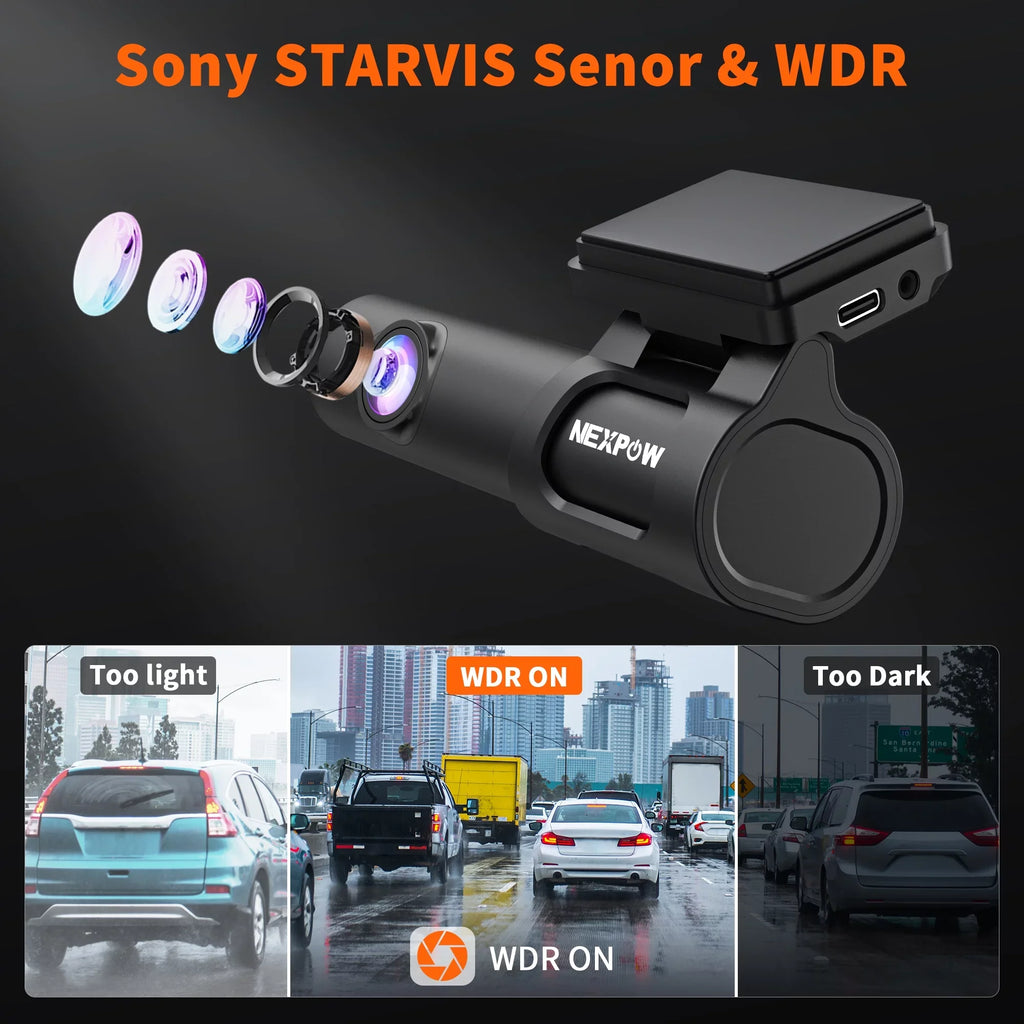 NEXPOW Dash Cam, 4K Dash Cam Front and Rear with Built-in GPS, Car Camera with 1.47" IPS Screen, Night Vision, 170° Wide Angle, Super Capacitor, WDR, 24H Parking Mode, Support 128GB Max
