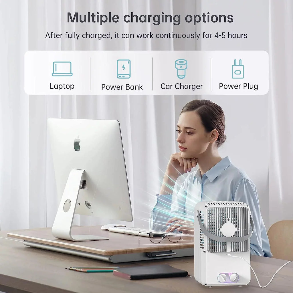 Brano Portable Air Conditioners Fan, Portable AC Air Cooler Fan with 3 Speed , USB Mini Portable Desk Misting Fan , Personal Air Conditioner AC Fan Rechargeable, Blue