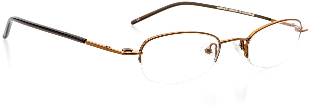 Optical Eyewear - Oval Shape, Metal Half Rim Frame - Prescription Eyeglasses RX, Cocoa