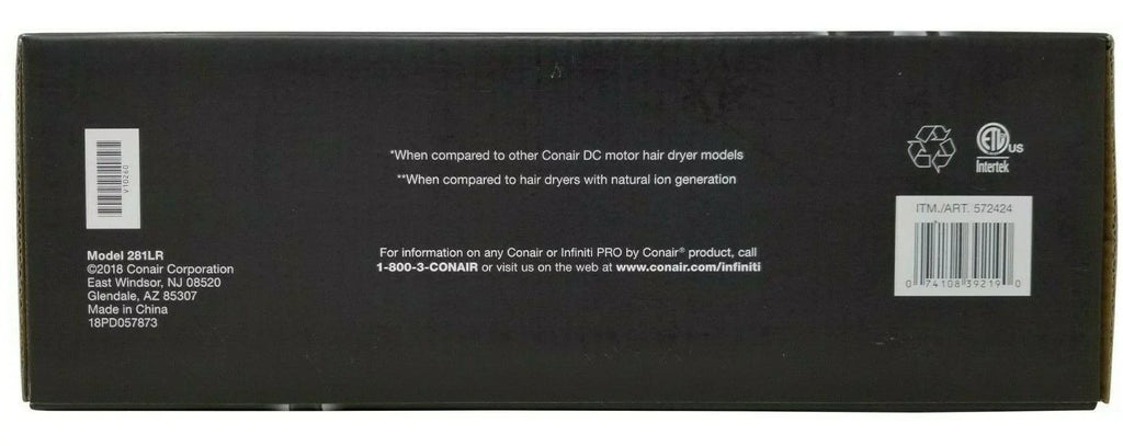 Conair Infiniti Pro 1875 Watt Styling Tool Salon Performance AC Motor Hair Dryer