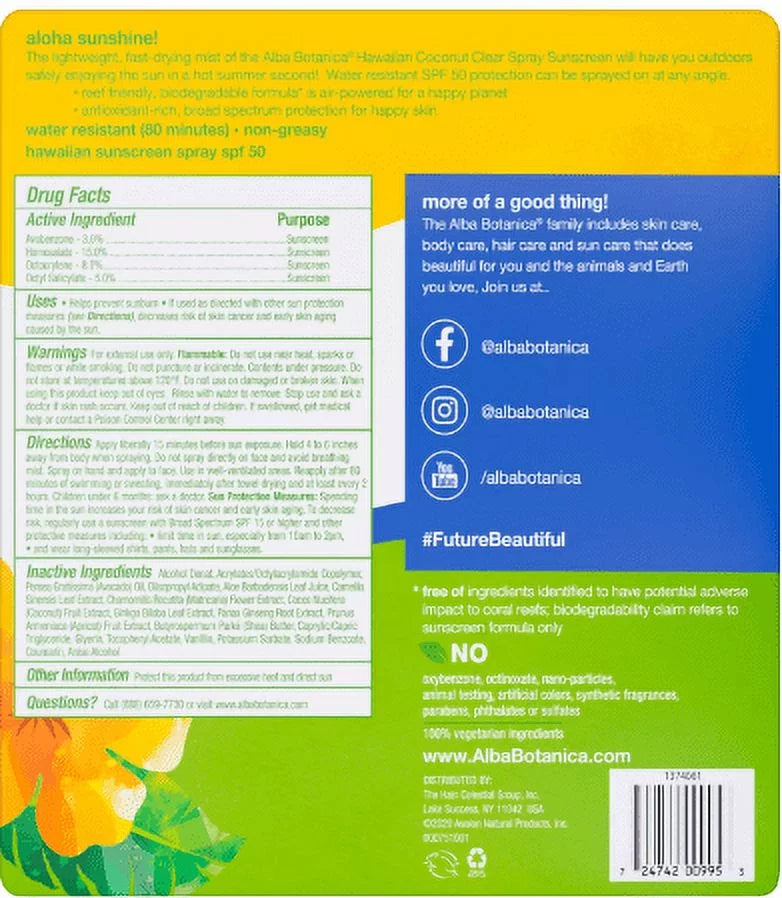 Alba Botanica Hawaiian Sunscreen SPF 50 SPF 50