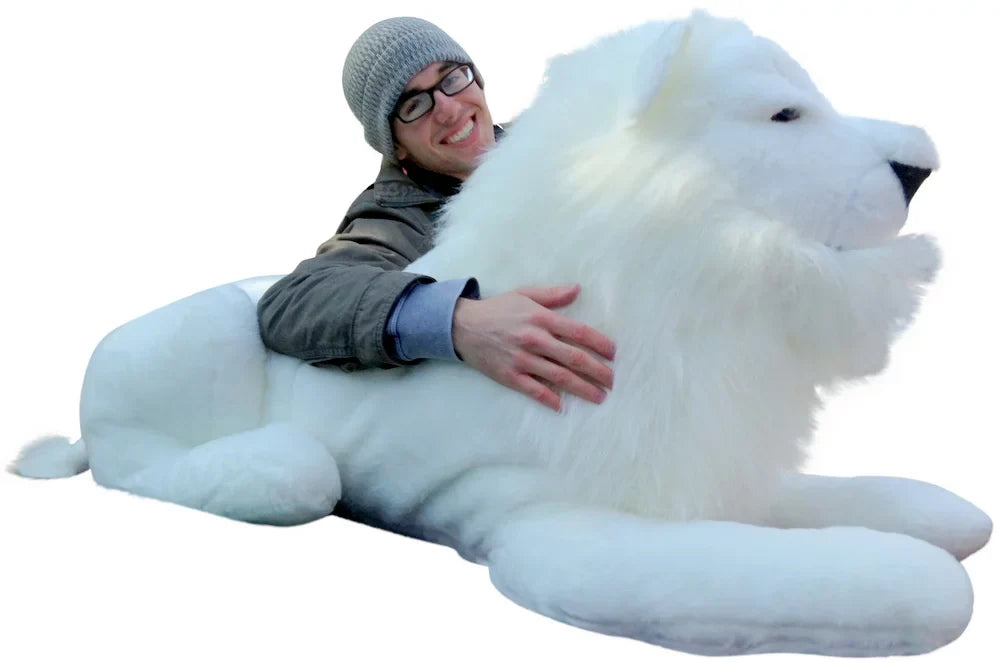 American Made Giant Stuffed WHITE Lion 48 Inches Soft Made in the USA America