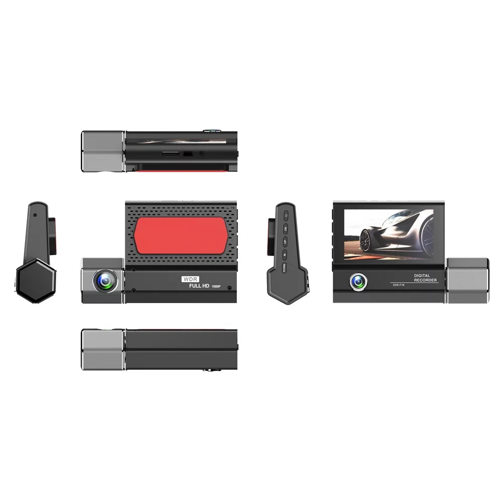 Docooler 3 Cameras Dash Cam 4in Clear Car Rearview Mirror Car Video Recording Camcorder Car Camera Recorder Auto Safety Driving Recorder