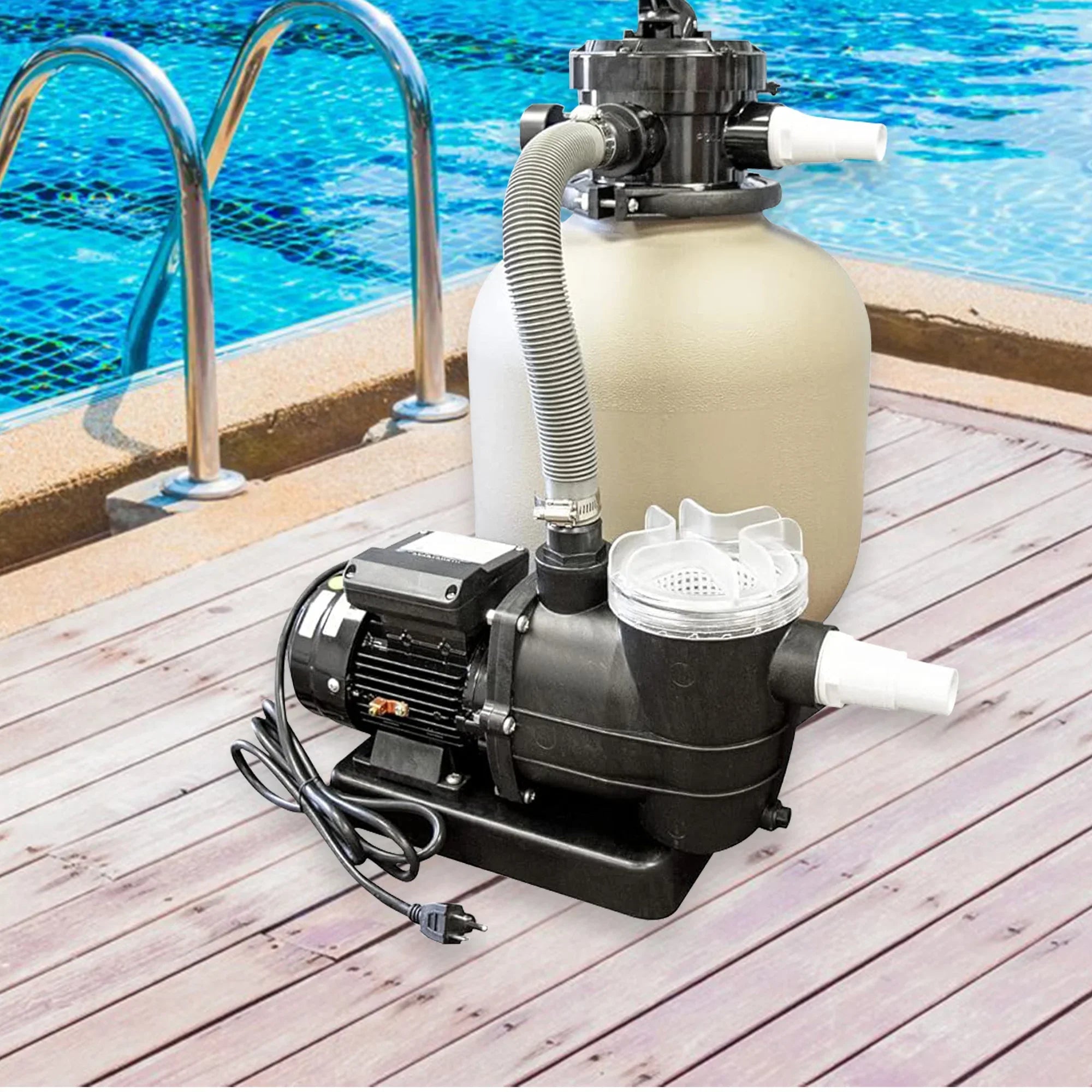 HYDROTOOLS By SWIMLINE 714061 Hydro-Flo 0.35 HP (0.45 THP) 2400 GPH ABOVE GROUND Powerful Pool Pump 1 Speed Extra Large Strainer Basket Vertical Discharge 115V Energy Saving Silent Noise DOE Certified