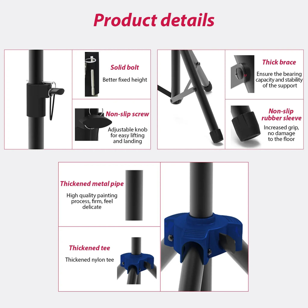Carevas Heavy Duty Speaker Stand with Telescoping Height, Three point Triangle Base Bracket, for Studio Speakers