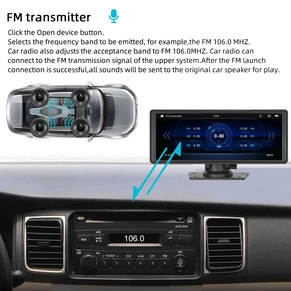 Polarlander Wireless Apple Carplay Car Stereo GPS Navigation, 9.3 Inch Touch Car Play Screen Audio Car Radio Receiver with Android Auto, Bluetooth,Backup Camera, Recorder AUX, TF, Multimedia Player