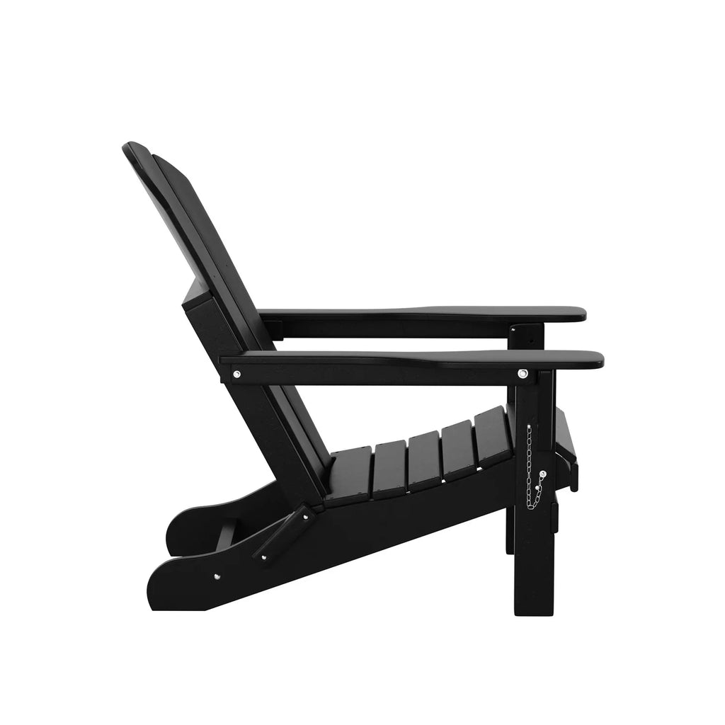 EXTRA PLATINUM Classic Outdoor Patio Folding Poly Adirondack Chairs (Set of 4), Black