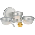 Htovila Portable Camping Cookware Mess Kit Stove Spirit with Stand Pot Pan with Gripper Cooking Set for Backpacking Hiking Picnic BBQ