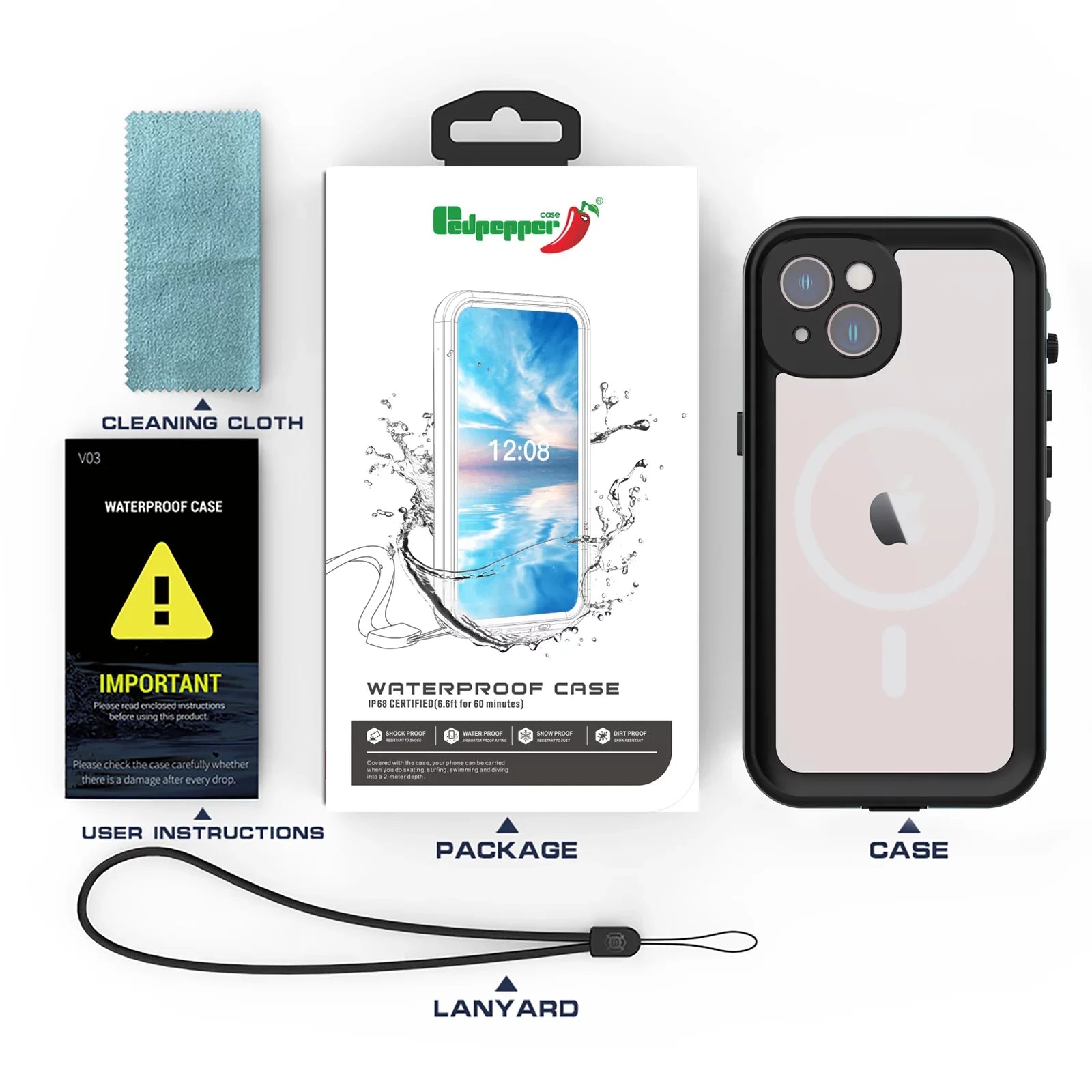 ELEHOLD Rugged Waterproof Case for Samsung Galaxy A54 5G,IP68 Underwater Built-in Screen Protector Full-Body Protection Shockproof Dustproof Waterproof Scratch-Resistant Case for Samsung A54 5G