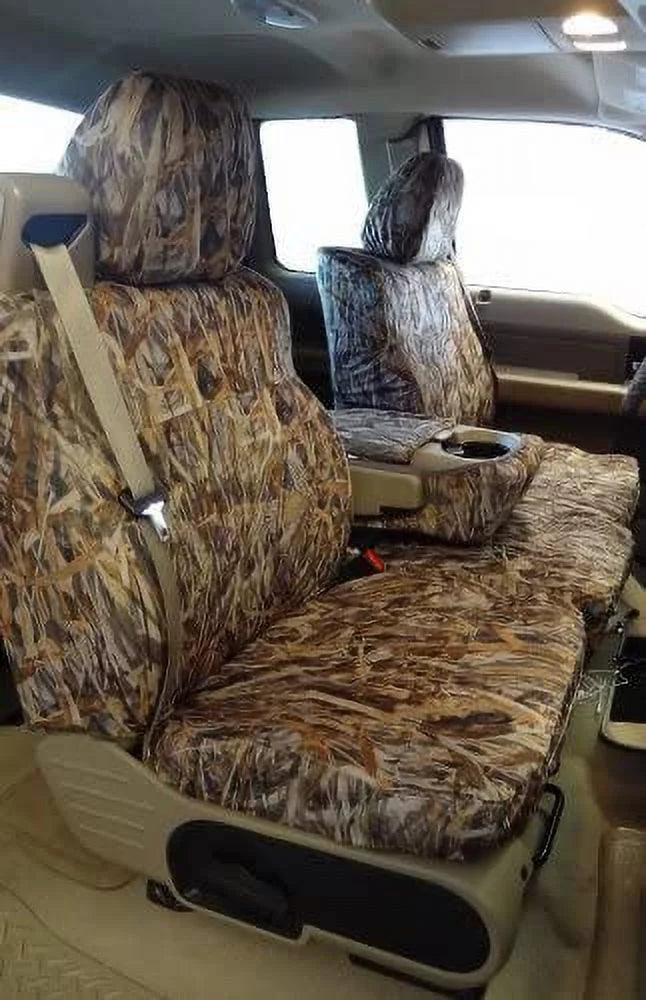 F369 2004-2008 Ford F150 XLT Super Cab Front 40/20/40 Split Seat With Adjustable Headrests and Opening Center Console in Camo Endura