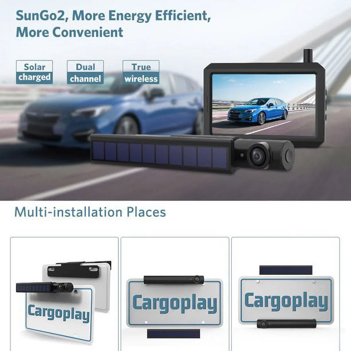 Solar Wireless Backup Camera Trailer Rear View Camera HD Reverse Assistance Supports 2 Cameras