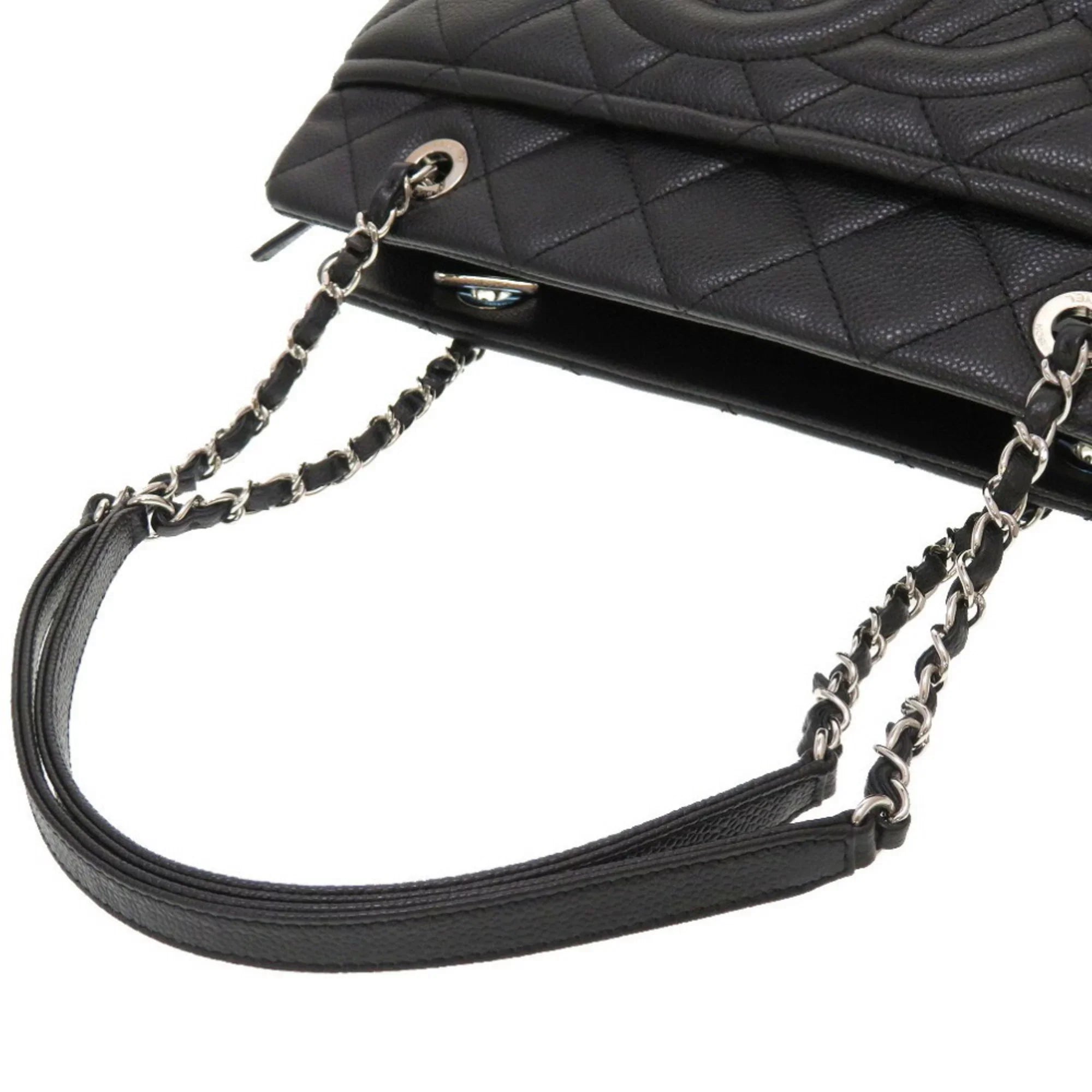 Pre-Owned Chanel Caviar Skin Matelasse Black 17th Series A67294 Silver Chain Tote Bag Cocomark (Good)