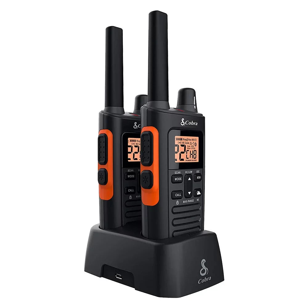 Cobra RX680 Waterproof Walkie Talkies for Adults - Rechargeable, 60 Preset Channels, Long Range 38-Mile Two-Way Radio Set (2-Pack)