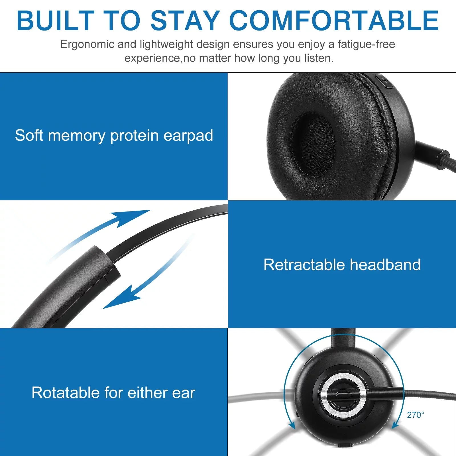 Comfortable Bluetooth Headset, UX-M97 Wireless Headset with Microphone, Wireless Cell Phone Headset with Noise Isolation Mic Charging Base Mute Function for Lenovo Z5 With Charging Dock