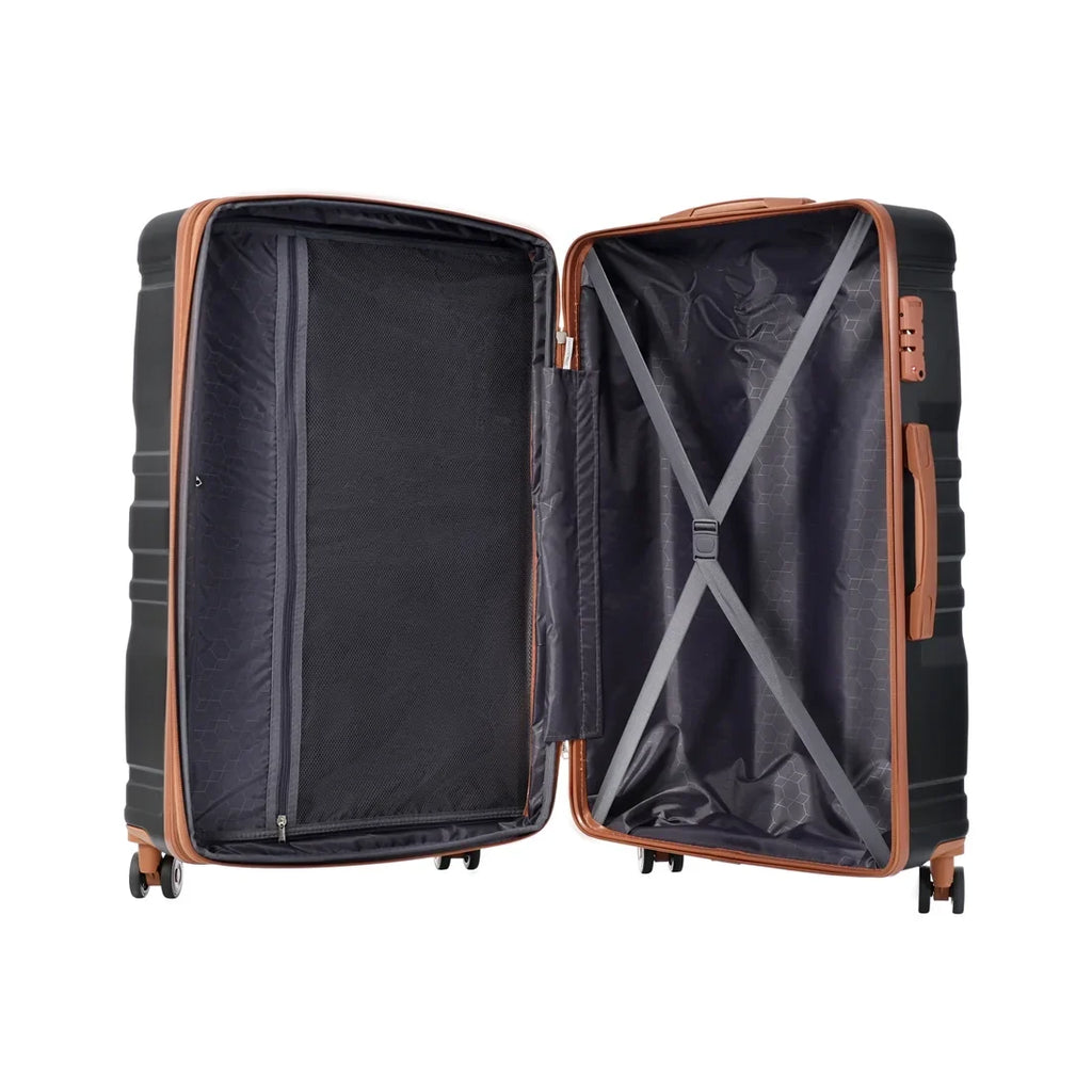 Yone jx je  Luggage 3 Pcs Suitcase Set, ABS Hardside Suit case with Spinner Wheels Lightweight TSA Lock, 20/24/28 Inch,Black