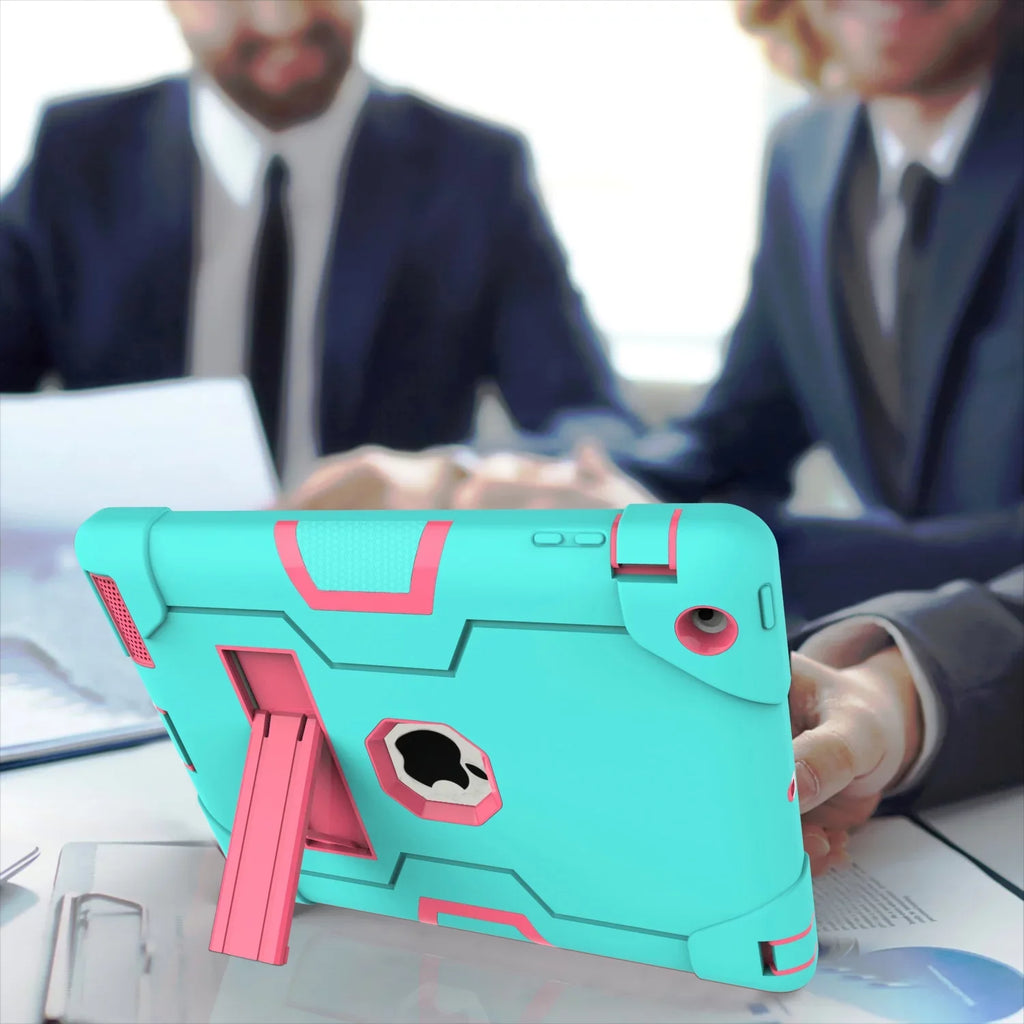 iPad 2 Case,iPad 3 Case,iPad 4 Case, Allytech Three Layer Shockproof Armor Defender Protective Case Cover with Kickstand for iPad 2nd Gen / iPad 3rd Gen / iPad 4th Generation (Aqua/Rosegold)