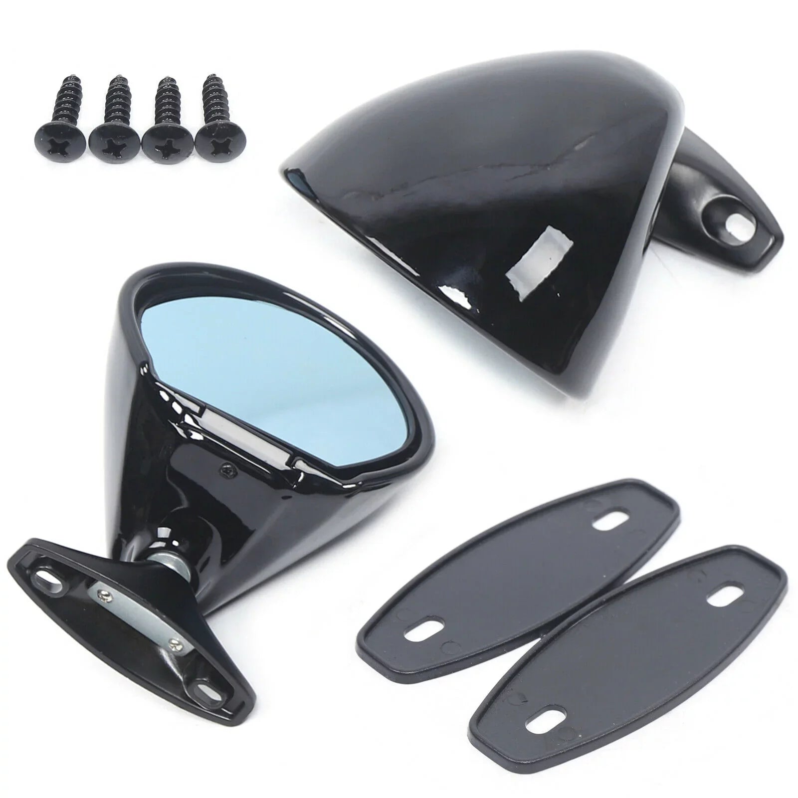 1 Pair Universal Classic Car Door Side Wing Mirror & Gasket Rear View Plane Mirror