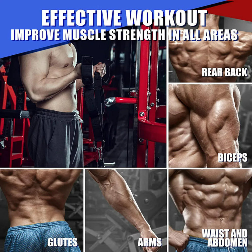 Heavy Duty Arm Tricep Strap Cable Machine Attachment Grip Handles Strap for Weight Lifting Abdominal Training Gym Equipment