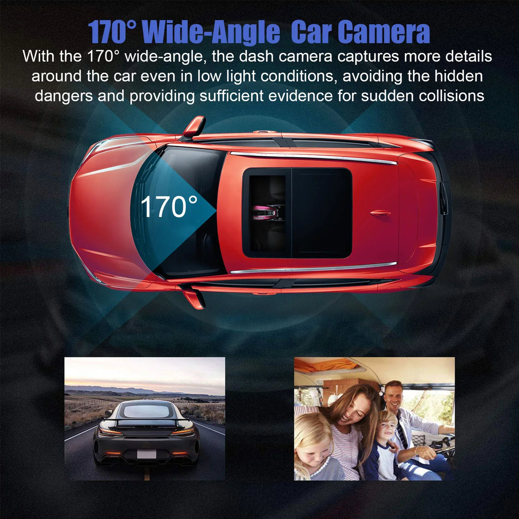 Dual Dash Cam, TSV 1080P Driving Recorder Camera for Cars, 170° Wide Angle Front Inside Camera with 3.16inch Screen, Night Vision, Loop Recording, G-Sensor, Parking Monitor, WDR