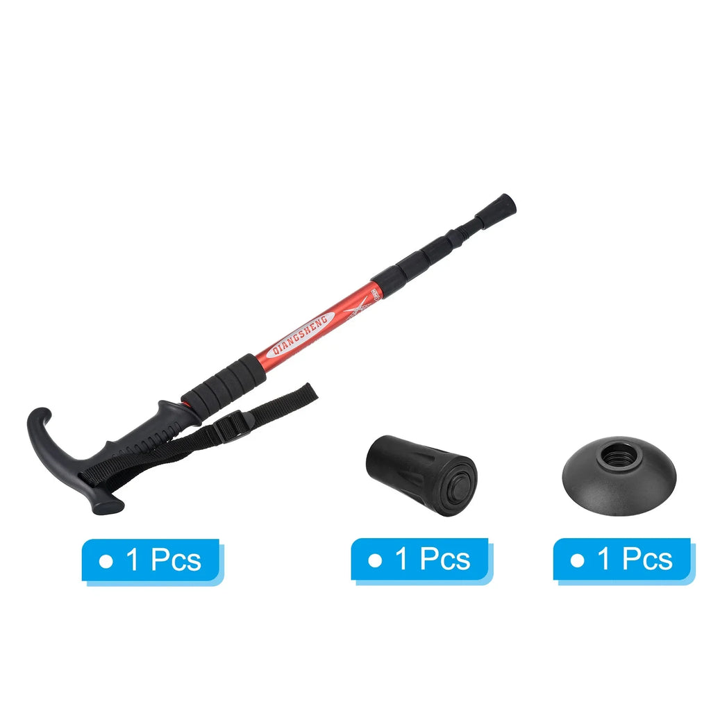 Uxcell Trekking Poles Collapsible Telescopic Hiking Pole 43 Inch T Handle, Red