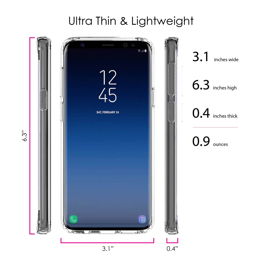 DistinctInk Clear Shockproof Hybrid Case for Samsung Galaxy S9+ PLUS (6.2" Screen) - TPU Bumper Acrylic Back Tempered Glass Screen Protector - Real Girls Go Scuba Diving