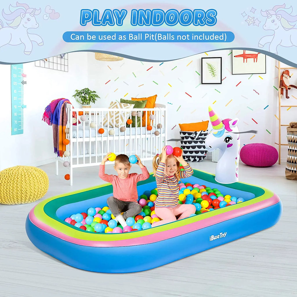 Intera Unicorn Sprinkler Pools for Kids, Splash Pad Inflatable Kiddie Pool for Outside, Splash Mat Baby Paddling Pool for Backyard, Water Sprinkler Toys Games for Summer Outdoor Toddlers Play - 68"