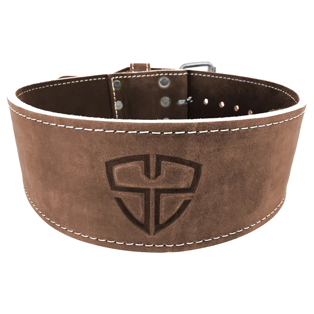 Steel Sweat Leather Weight Lifting Belt - Vegetable Tanned Natural Brown