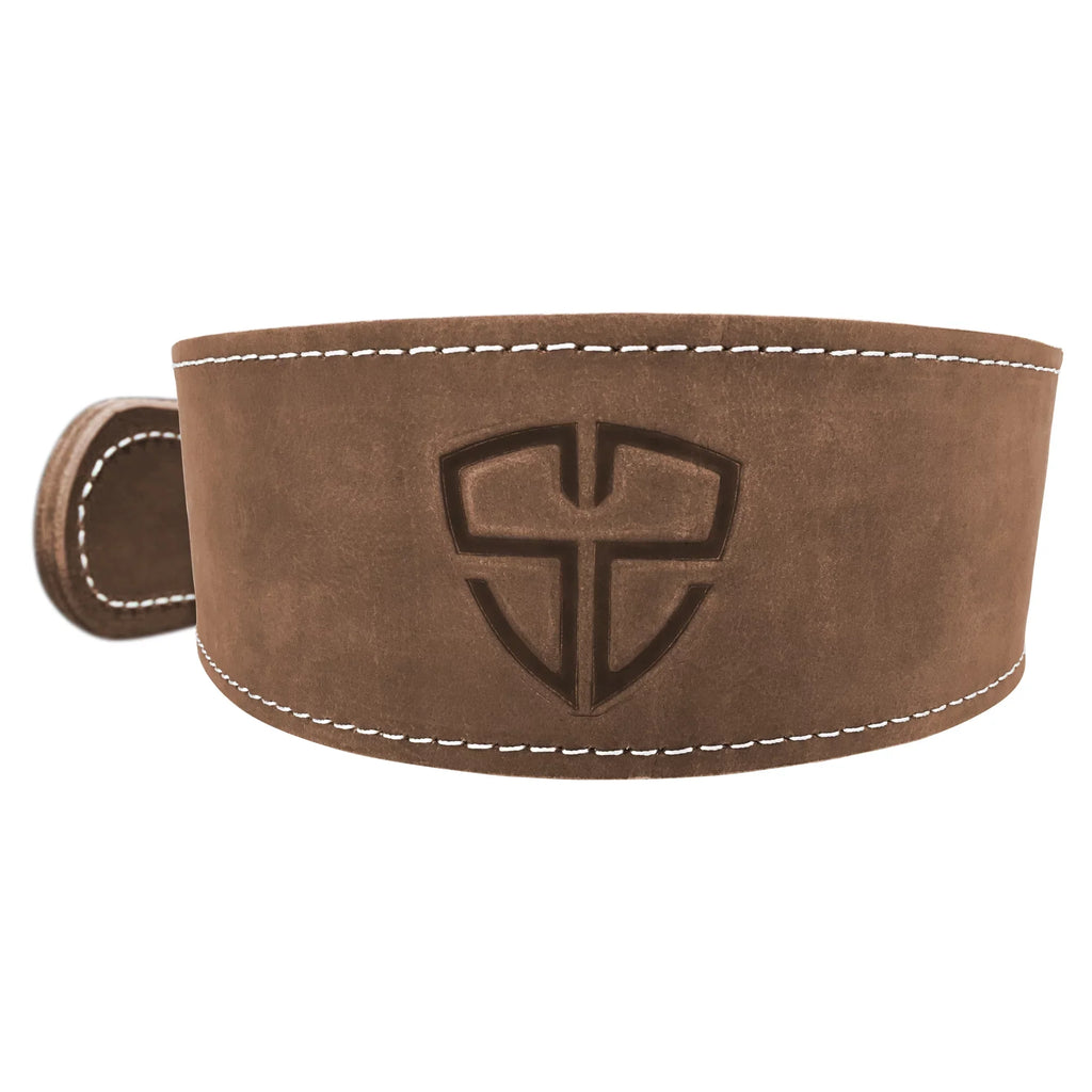 Steel Sweat Leather Weight Lifting Belt - Vegetable Tanned Natural Brown