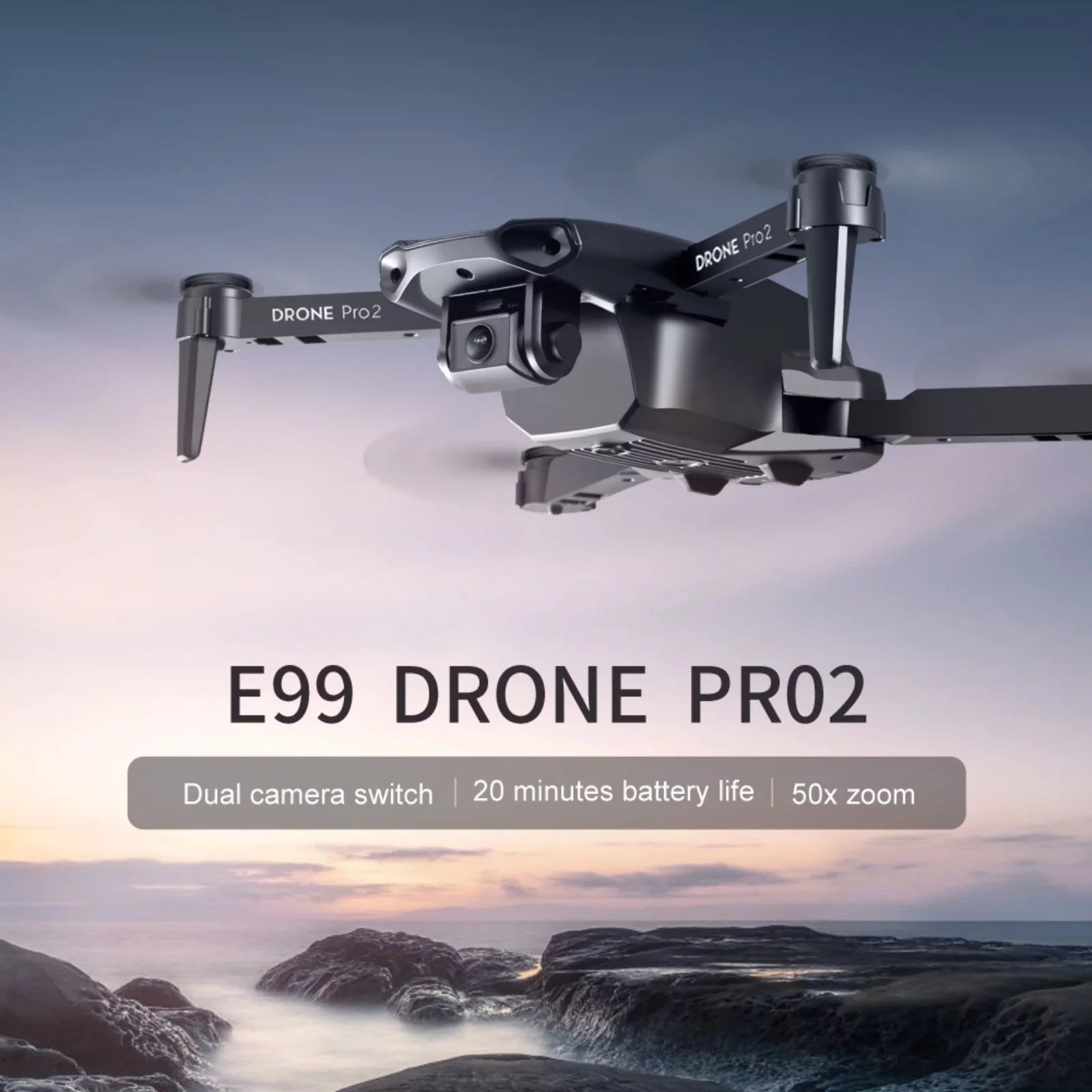 Dqacd 2021 New E99 PRO RC Drone 4K HD Dual Camera GPS WiFi FPV Foldable Drone