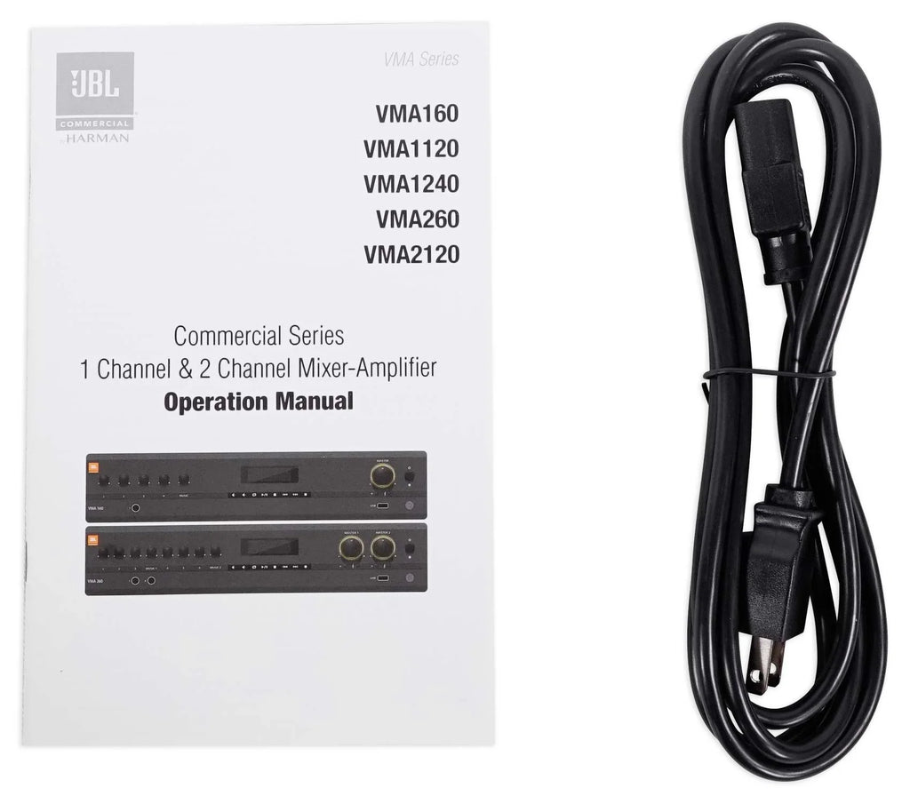 JBL VMA1240 Commercial/Restaurant 240W 70v Amplifier+(6) JBL 5.25" Wall Speakers