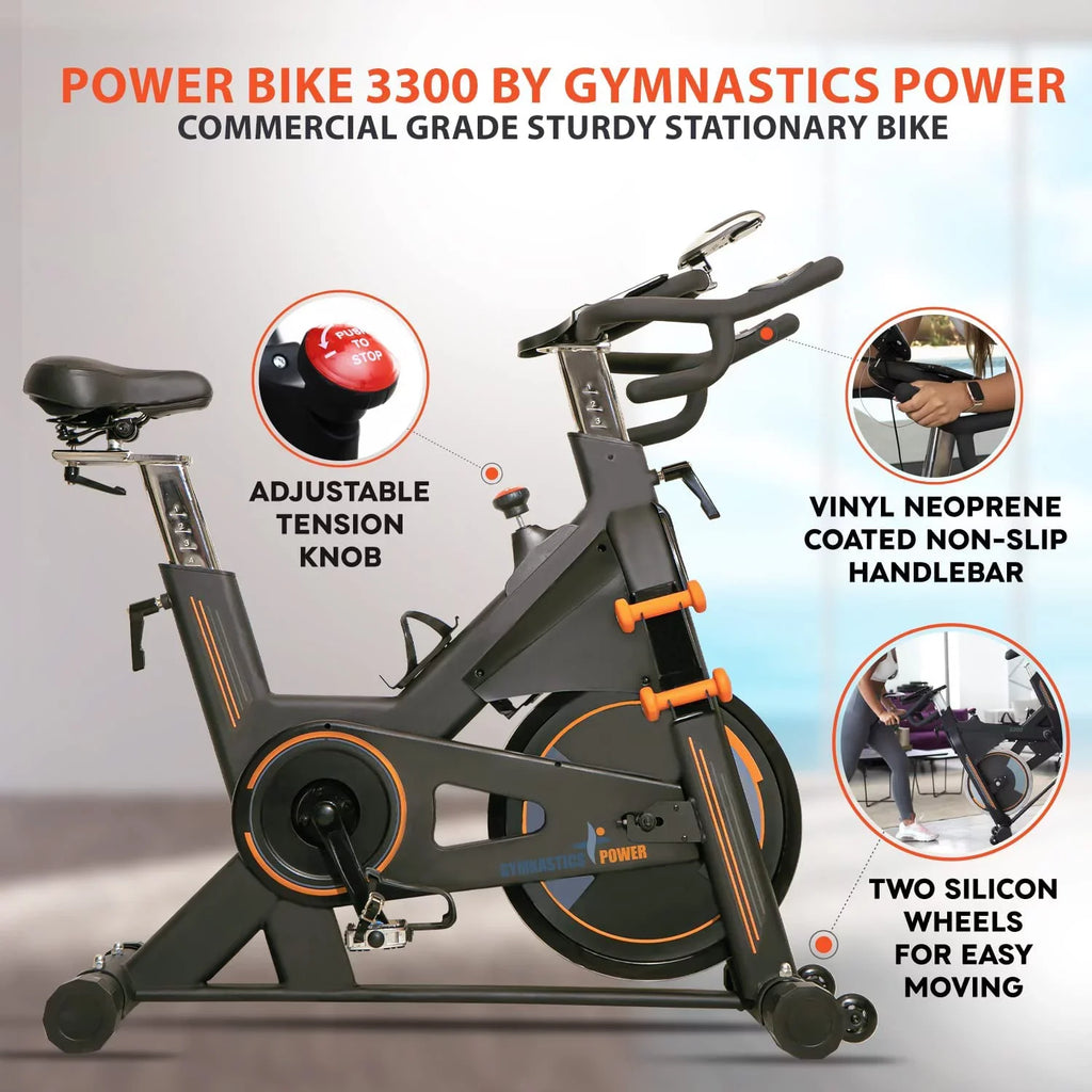 Gymnastics Power indoor exercise bike, commercial Build with magnetic resistance and dumbbells, stationary bike 350 lbs capacity