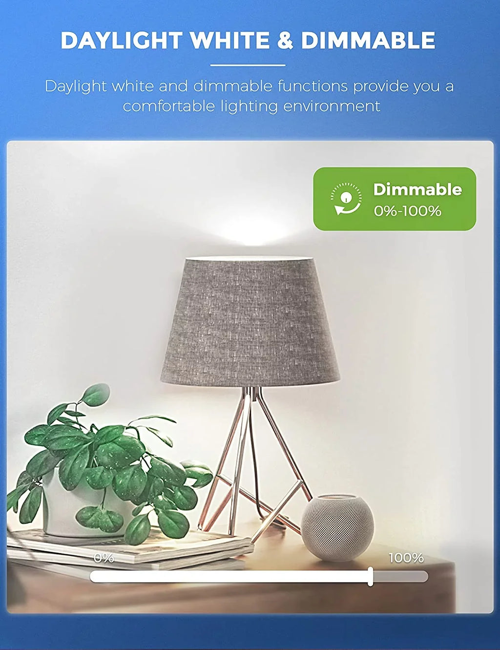 YANSUN A19 Smart Light Bulb Work with Alexa, Google Home & Siri,WiFi LED Bulb Daylight 5000K, 9W 60W, Dimmable, 850LM,4 Pack