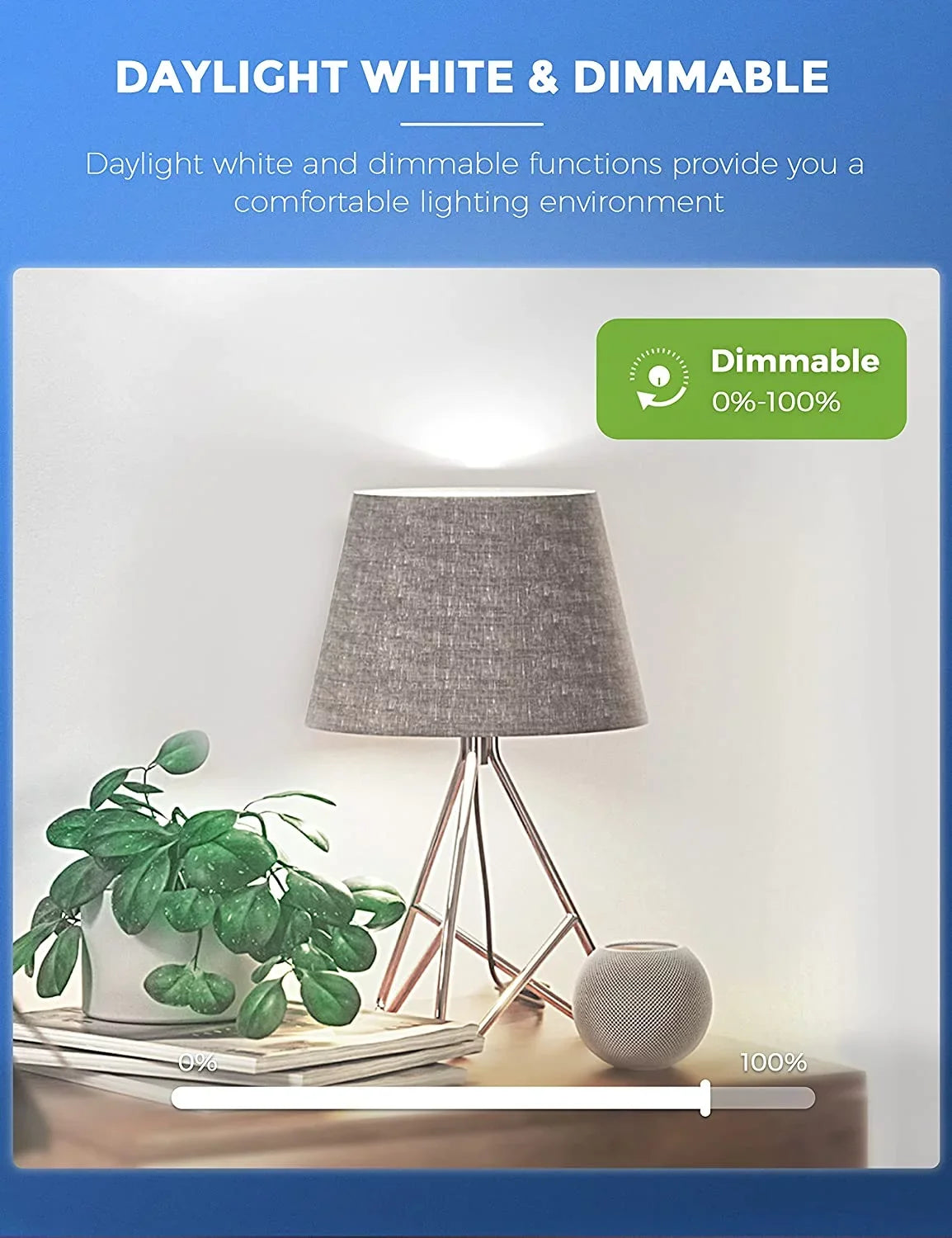 YANSUN A19 Smart Light Bulb Work with Alexa, Google Home & Siri,WiFi LED Bulb Daylight 5000K, 9W 60W, Dimmable, 850LM,4 Pack