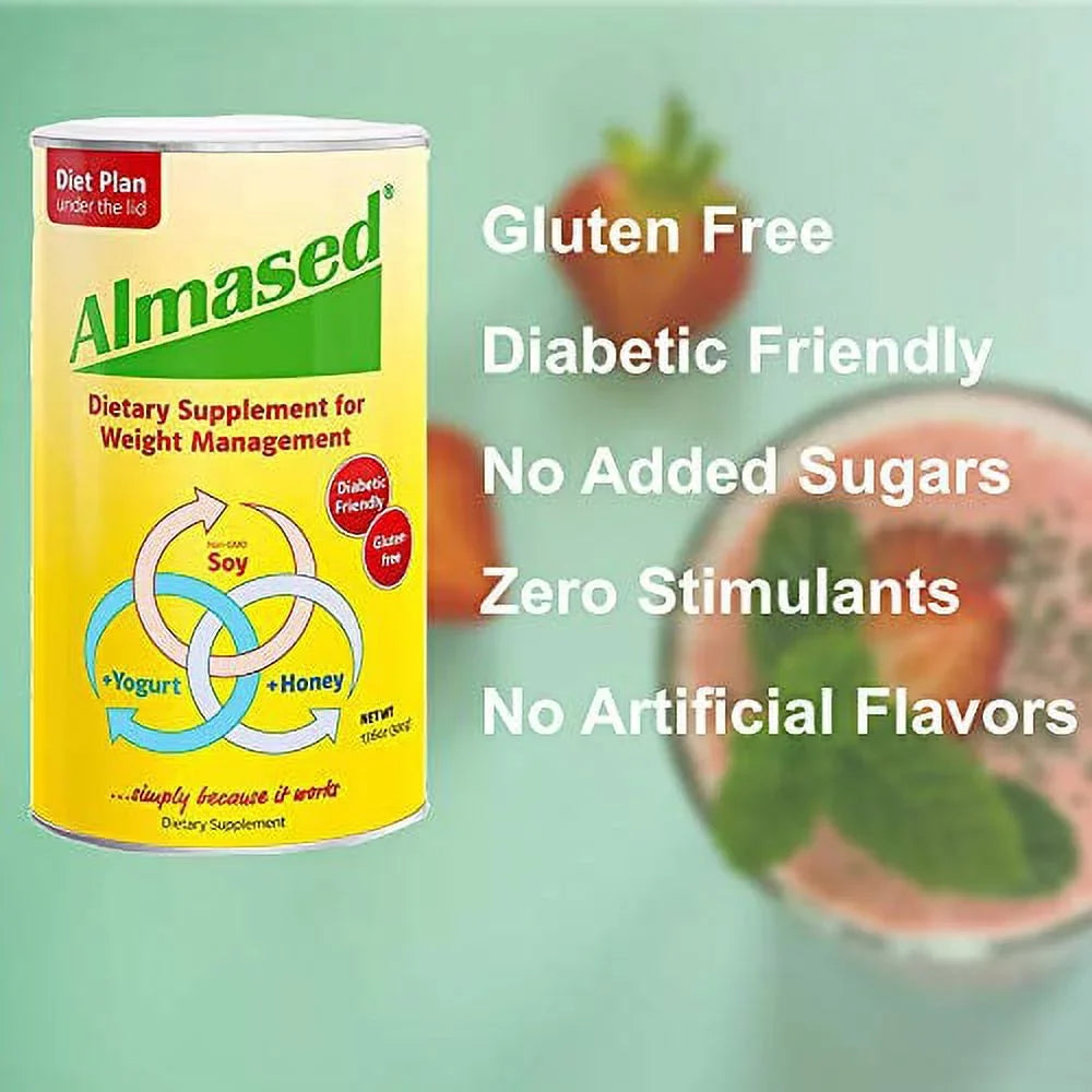 Almased Powder Multi Protein Meal Replacement Shake 17.6 oz Bundle with a Shaker Bottle and Lumintrail Measuring Spoon Set (3 Pack)