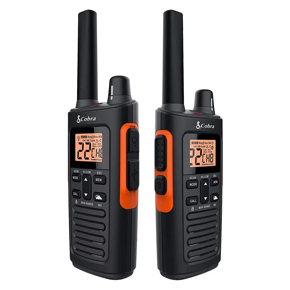 Cobra RX680 Waterproof Walkie Talkies for Adults - Rechargeable, 60 Preset Channels, Long Range 38-Mile Two-Way Radio Set (2-Pack)