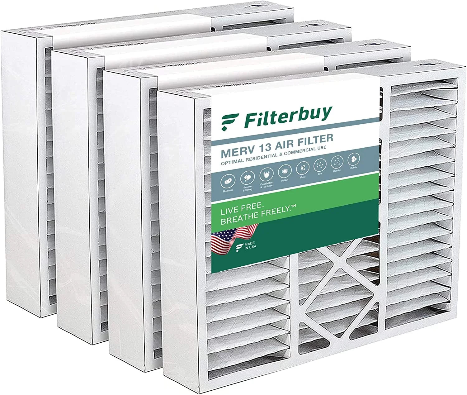 Filterbuy 19x20x5 MERV 13 Pleated HVAC AC Furnace Air Filters for Bryant/Carrier FILXXFNC0021, Day & Night, and Payne (4-Pack)