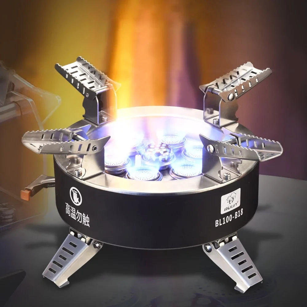 BULIN 18000W High-power Camping Stove with Piezo Ignition Windproof Seven-core Gas Stove Foldable Backpacking Stove For Fishing Hiking Traveling