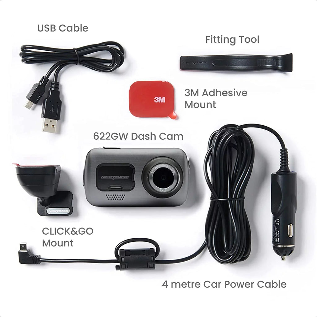 Nextbase 622GW Dash Cam Full 4K/30fps UHD Recording in Car DVR Camera