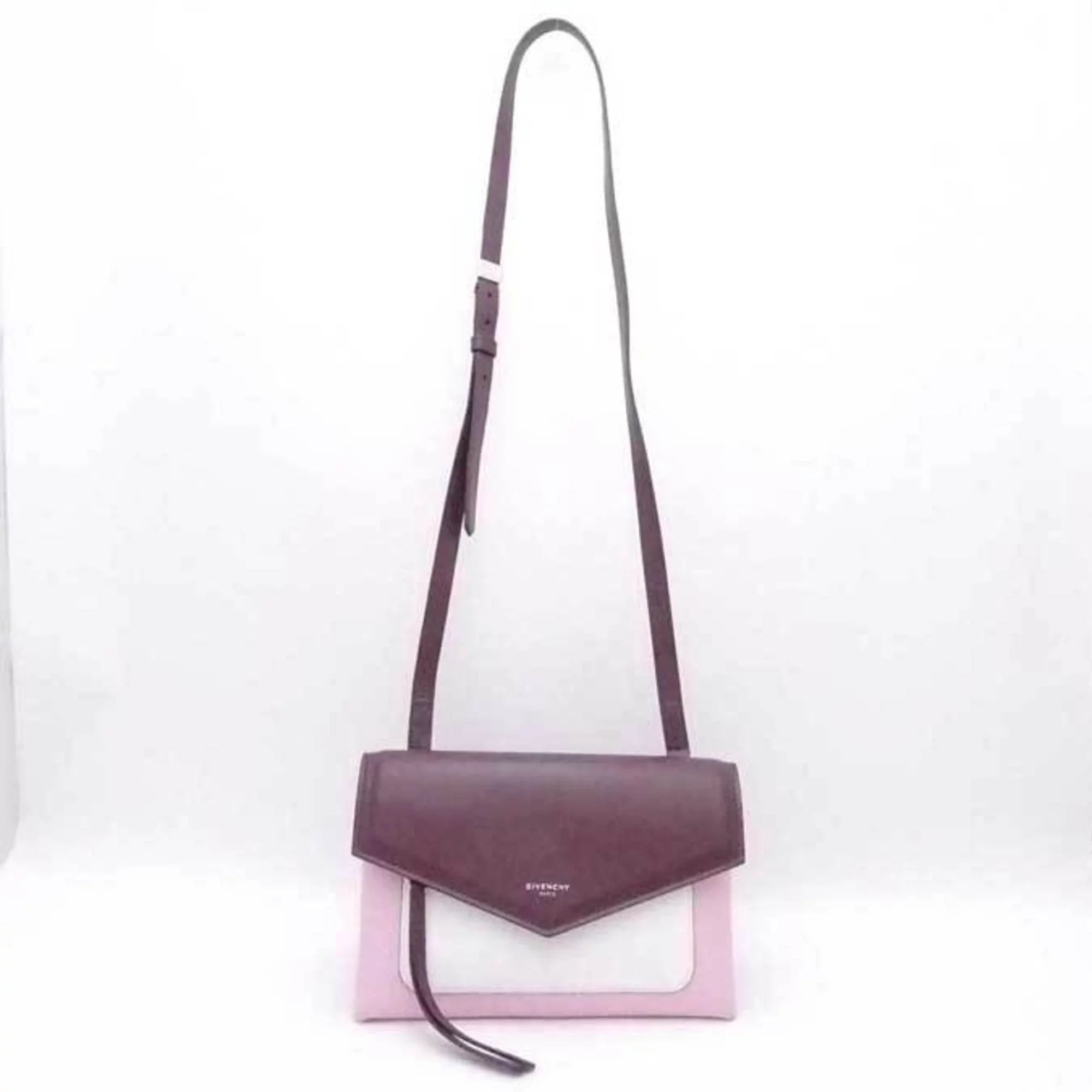 Pre-Owned Givenchy GIVENCHY Crossbody Shoulder Bag Duet Leather Bordeaux x Pink White Women's (Good)